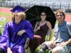 Class of 2020 Graduate and family prepared for sunny day.