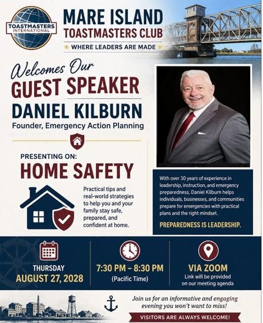 Guest Speaker, Daniel Kilburn to Speak on Home Safety At Toastmasters