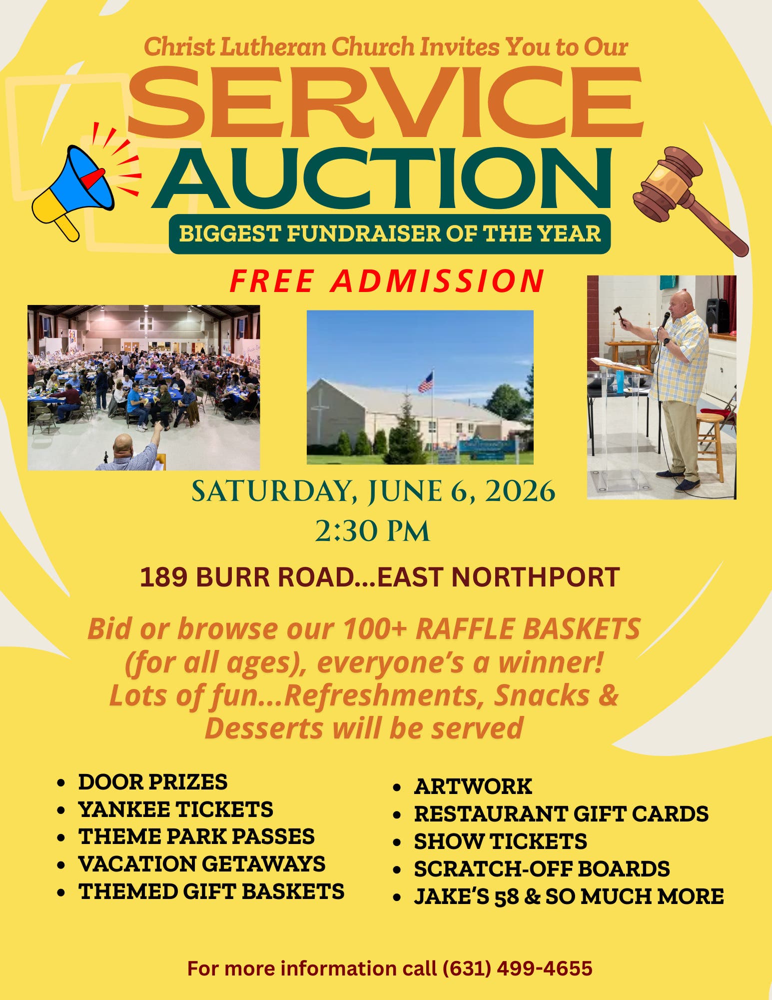 Christ Lutheran Church Service Auction – Saturday, June 6, 2026