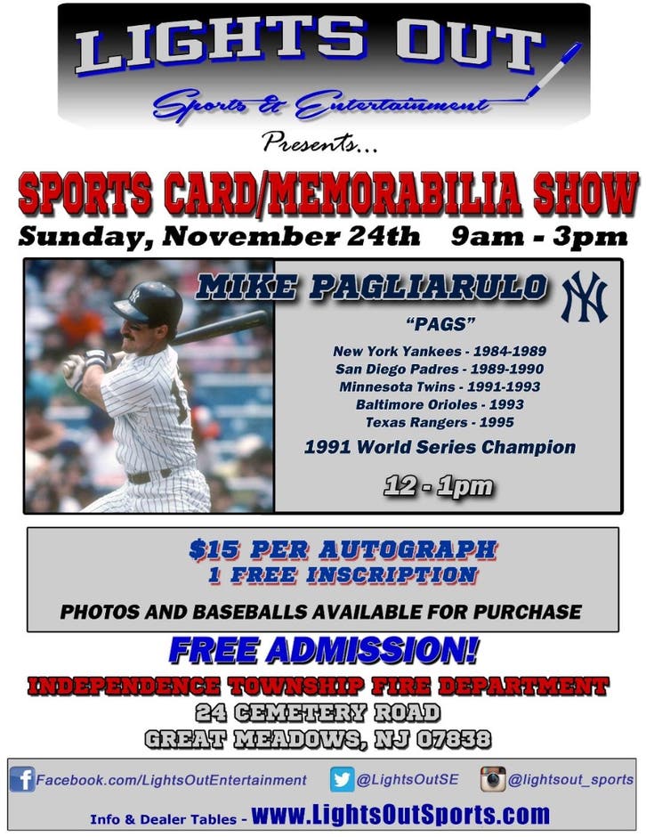 Nov 24 Sports Card & Memorabilia Show Hackettstown, NJ Patch