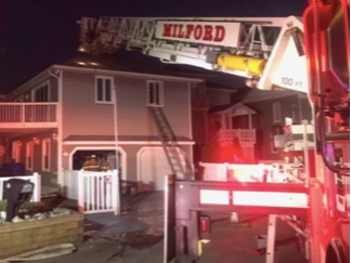 Milford firefighters were very busy last night as a fire broke out at a home on Point Beach Drive but everyone made it out safely, officials said.