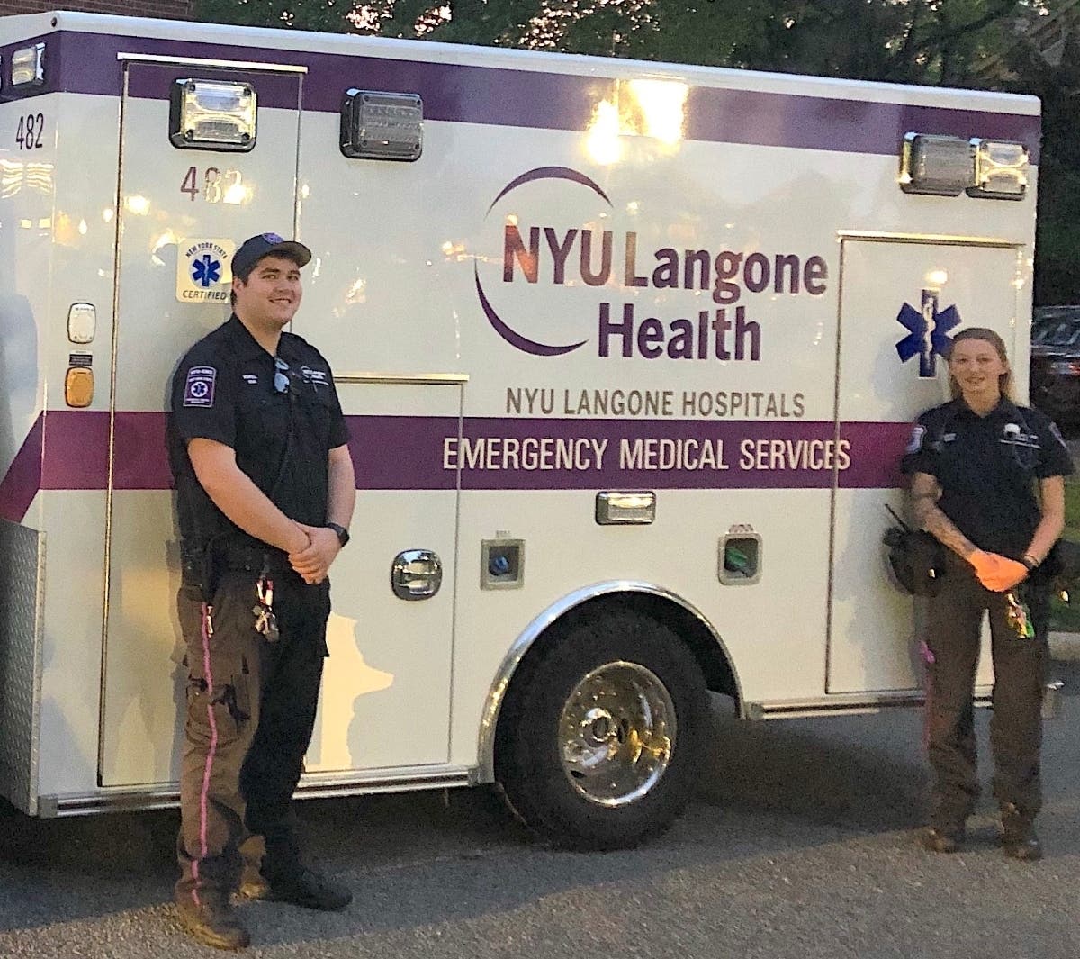 EMTs Wesley Powell and Ashley Adler, one of several crews providing ambulance service in the Village.