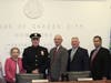 Sgt. Matthew Walsh with Mayor Theresa Trouvé, members of the Board of Trustees and Police Commissioner Kenneth Jackson.