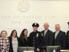 Officer Daniel Venditto with his wife, Alessandra, his parents, Trustee Mark Hyer, Commissioner Kenneth Jackson and Lt. Steve Braun, Deputy Commanding Officer. 