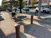 Bollards installed at the southwest corner of Seventh Street and Franklin Avenue, in front of Leo's.