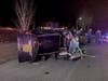 Firefighters respond to an auto accident with overturn on Cathedral Avenue.