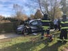 Firefighters respond to an auto accident with victim extrication on Cathedral Avenue.