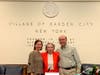 Mayor Theresa Trouvé with two of her children, Elizabeth Kelly and Jim Costello, at her final Board of Trustees meeting March 25, 2021.