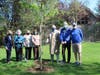 Beautification Committee members Althea Robinson, Kathleen Auro and Maureen Lyons, Assistant Recreation Superintendent Sandy Young, VillageTrustee John Delany, Recreation Commissioner Paul Blake and Recreation Commission member Bill Garry at the ceremony.