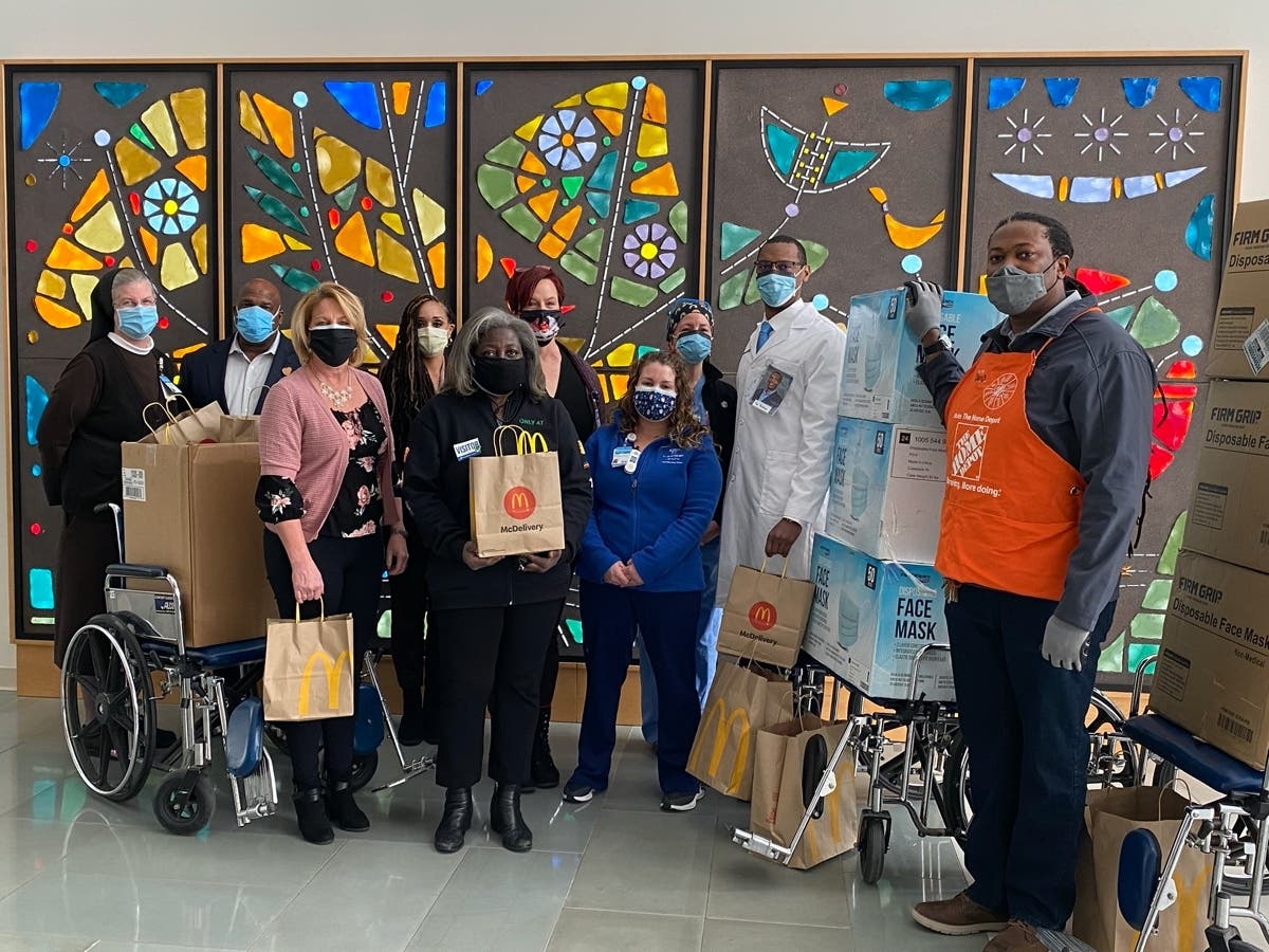 Approximately 17,000 donated face masks are delivered to Franciscan Health Olympia Fields.