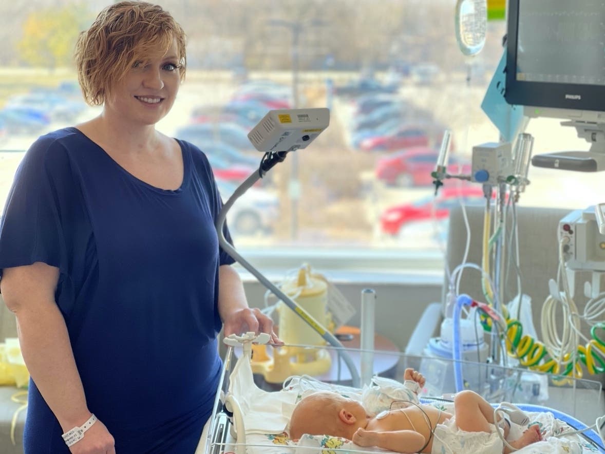 Heather Carter with her son, Liam at the Franciscan Health Family Birth Center Special Care Nursery