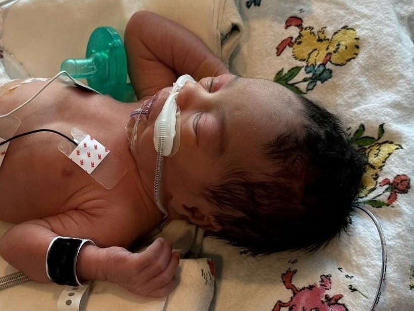 Little Alana Cooper, the first baby born at the Franciscan Health Olympia Fields Family Birth Center in 2024. 