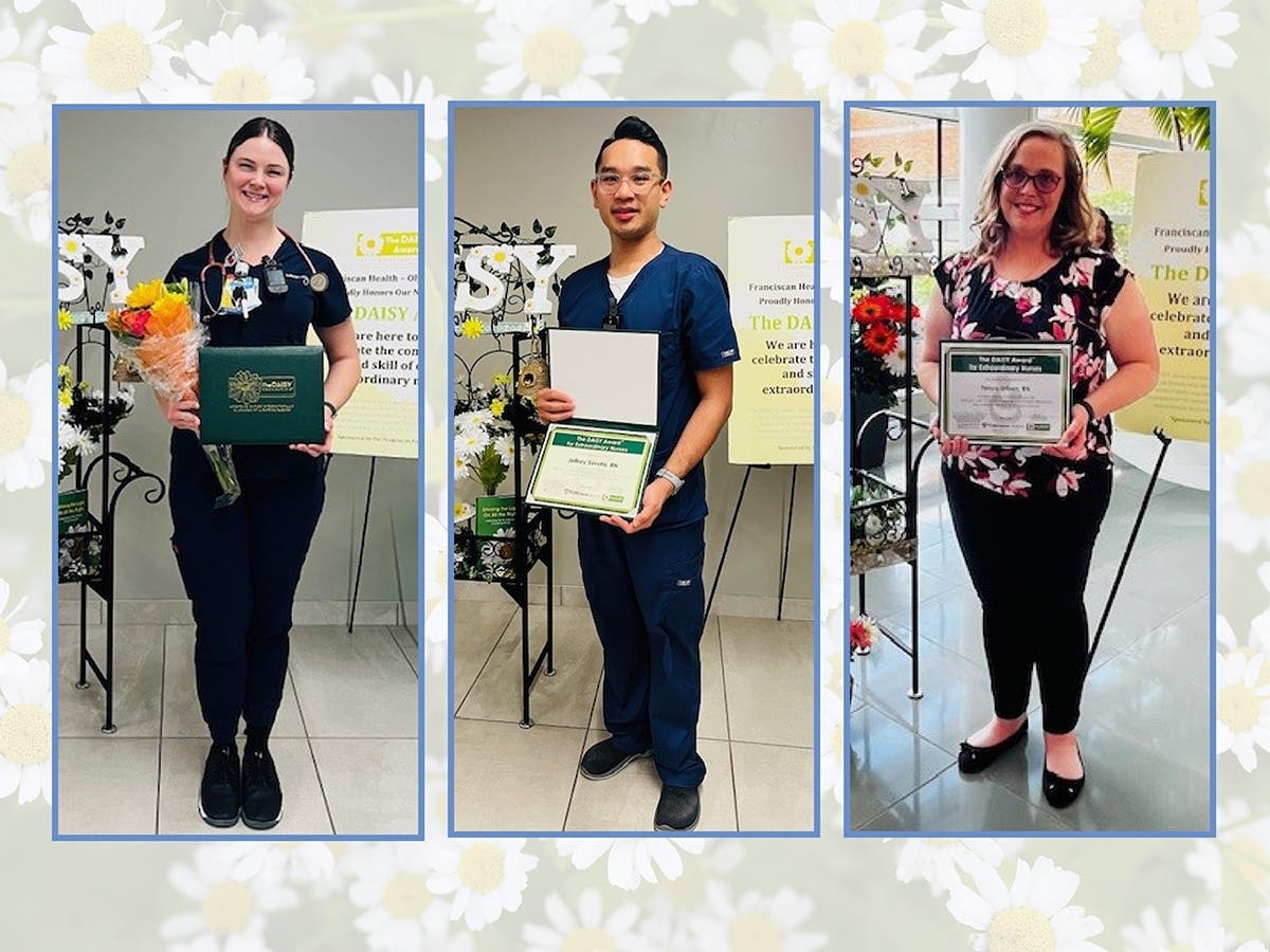 Lorraine Lawson, RN, (left), Jeff Servita, RN, and Tonya Urban, RN, are the latest Franciscan Health Olympia Fields DAISY Award recipients.