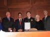 Plymouth Township Council honors Police Chief Joseph Lawrence (fourth from left), who is retiring June 2.