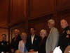 Plymouth Township Council members recognize Officers Brian Wagner and Douglas Copestick, who were promoted to Lieutenant