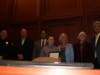 Plymouth Township Police Chief John Myrsiades, along with the Plymouth Township Council recognize Noah Devaney, 12, for winning the Chief for a Day contest.