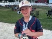 Westin Evans, 10, of Elmhurst, won a home run derby in Iowa. 