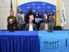 Jinelys Alvarez and officials from RCSJ and Delaware State University at the March 18, 2024 transfer partnership signing between the two institutions.