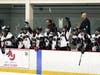The North Haven bench reacts to a goal in a 5-3 victory over Sheehan at the Northford Ice Pavilion.