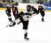 North Haven #10 Alan Tancreti reacts after putting-in an empty-netter to put the game Vs Sheehan on ice with a 5-3 win.