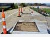Sections of the concrete boardwalk near the Savin Rock Conference Center are excavated on Thursday.