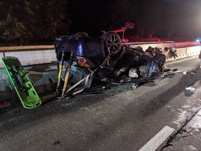 Two people were injured in a rollover crash on Route 15 over the weekend.