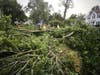 The cleanup continues on Appletree Lane in North Haven over the weekend. 