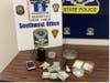 Items seized in a drug bust in Naugatuck this week.