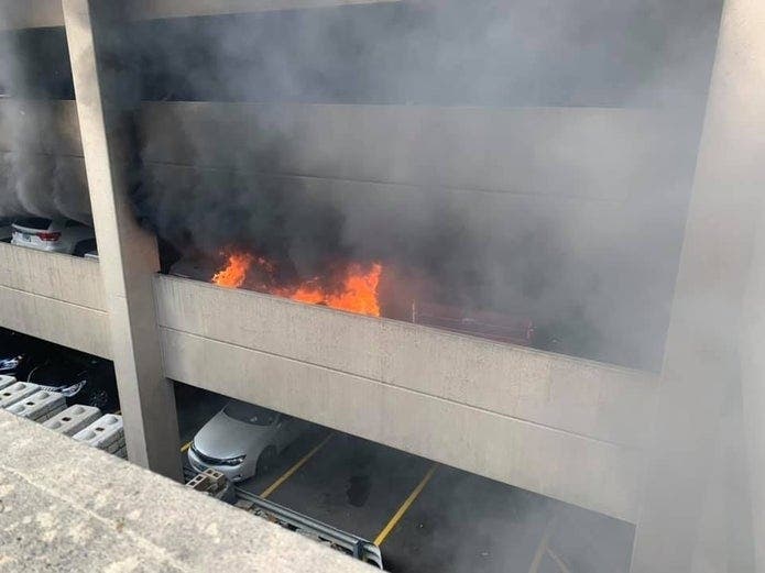 Crews extinguished car fires in the parking garage at the Danbury Hospital this week.