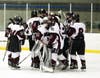 North Haven hockey players celebrate their 3-0 win over East Haven in the season-opener Tuesday night at the Northford Ice Pavilion.