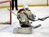 Goaltender Jared Anderson makes a save during the first period of North Haven’s 3-2 win over Cheshire.