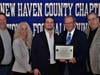Hamden Hall’s Zack Conlan, from West Haven, with parents Wayne and Allison, scholar athlete chairman Kevin O'Brien and coach Joe Linta.