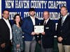 Lyman Hall’s Lucas O'Reardon with parents Keith and Denise, scholar athlete chairman Kevin O'Brien and coach Bill Weyrauch.