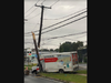 A U-Haul truck crashed into a utility pole on Dixwell Avenue in Hamden on Thursday morning.