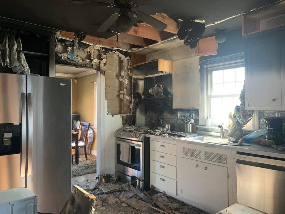 The scene of a kitchen fire Tuesday in Hamden.