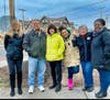 Mayor Nancy R. Rossi, Councilman Gary Donovan, D-at large, City Clerk Patricia C. Horvath, Councilwoman Treneé McGee, D-7, mayoral aide Ruth G. Torres and Councilwoman Robbin Watt Hamilton, D-5, pause before the annual Hanukkah menorah lighting.