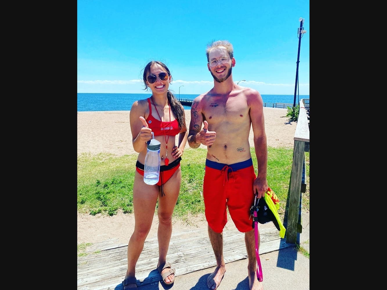 West Haven beach lifeguards Madison Hobartt and Issac Gorske.