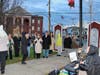 Keyboardist Richard Gans leads the crowd in a singalong of a Hanukkah song during festivities on the West Haven Green marking the fifth night of the Jewish Festival of Lights.