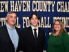 Notre Dame-West Haven's Ryan Sevigny, of Wallingford, with coach Joe DeCaprio and mom Megan.