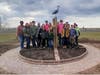 Scouts and other volunteers with the rebuilt garden on Sandy Point Overlook Park in West Haven.