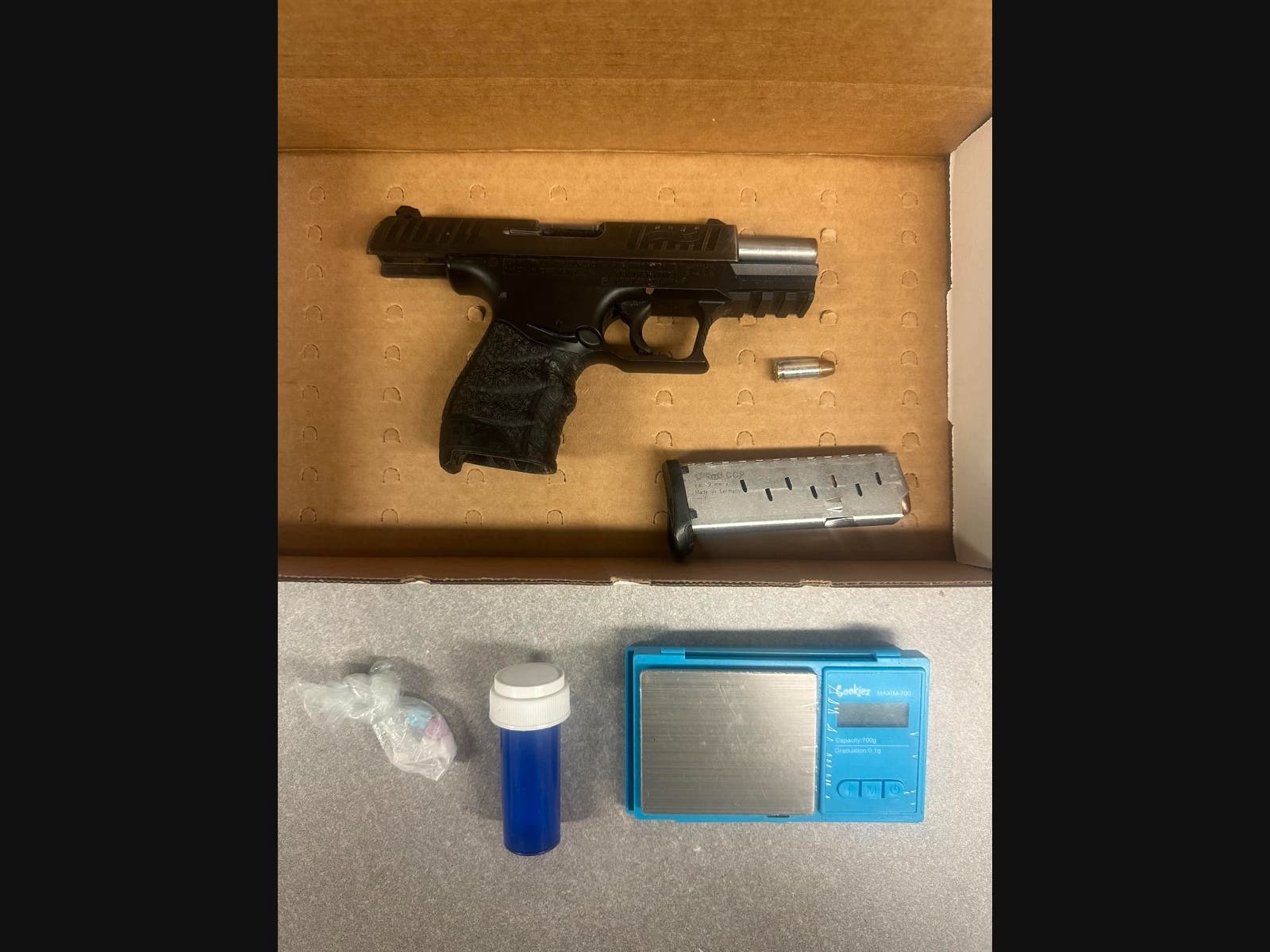 Items seized by West Haven police after a traffic stop on Sunday night.