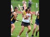 Sacred Heart Academy senior Sophia Marin (10) runs through the Haddam-Killingworth defense in Saturday’s game in Hamden.