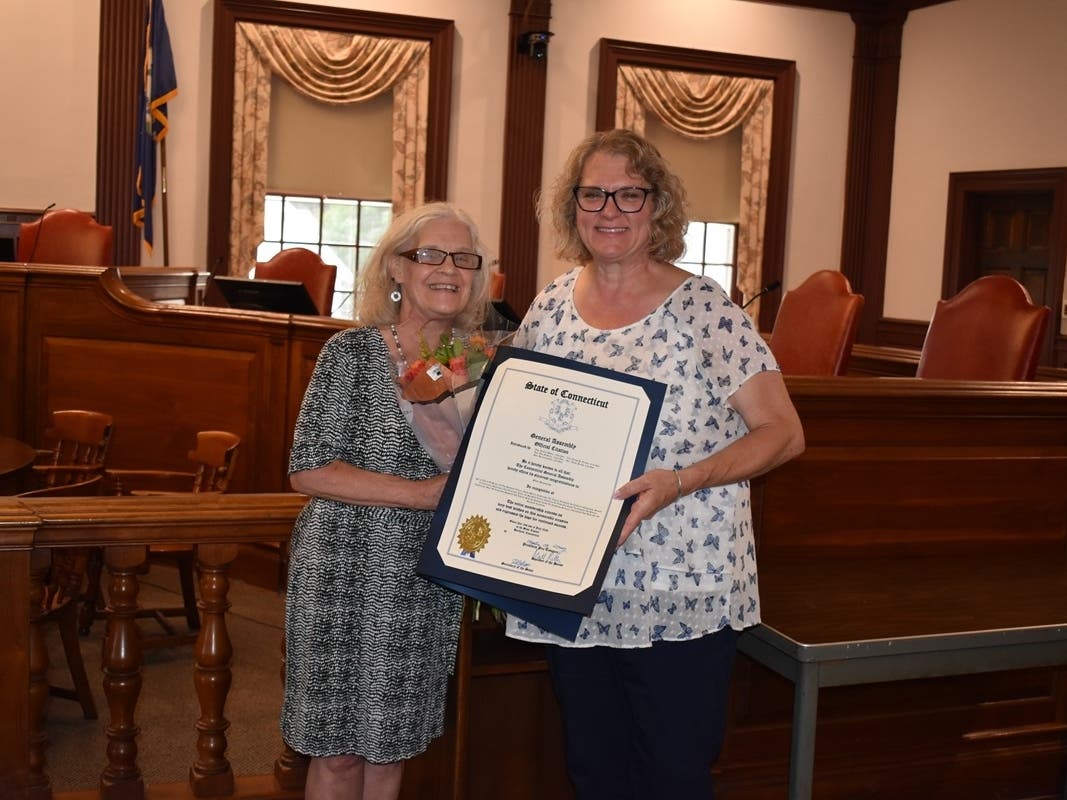 Pictured: Library Board President Robyn Proto and Stratford Library Director Sheri Szymanski.