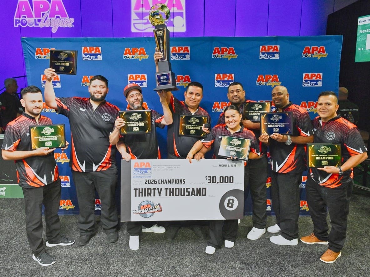 The Dave Hatch Bousquet team won the 2026 APA World 8-Ball Championship last month in Las Vegas. Team members include: Reynaldo Salgado, Jose Jarquin, Darwin Velis, Ellis Burwell, Luz Bonilla, Hector Segovia, Alex Martinez and Luis Granados.