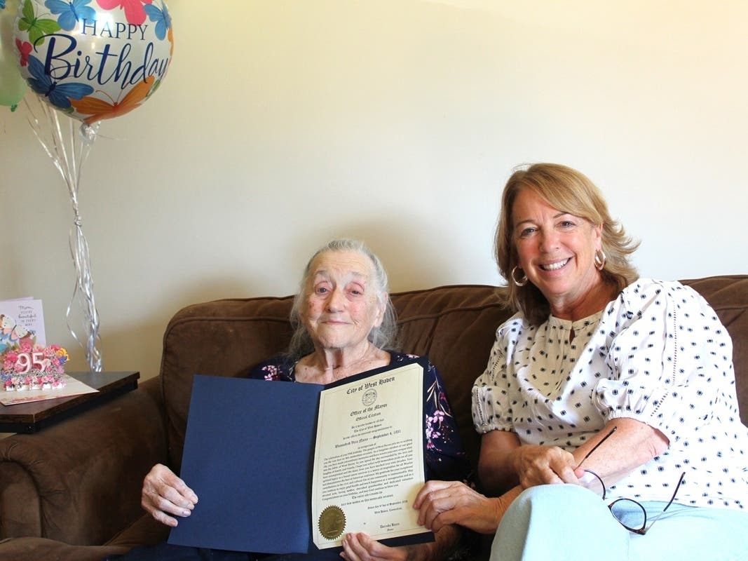 West Haven resident Winniefred Vera Nacca celebrated her 95th birthday with Mayor Dorinda Borer on Friday.