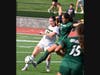 Hamden senior Margaret Nolan battles Guilford’s Mila AbuGhazaleh for the ball in Tuesday’s season opener at Guilford High School.