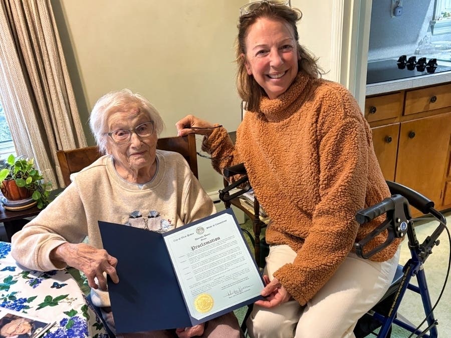 West Haven resident Marjorie Churinetz celebrated her 102nd birthday with Mayor Dorinda Borer on Friday.