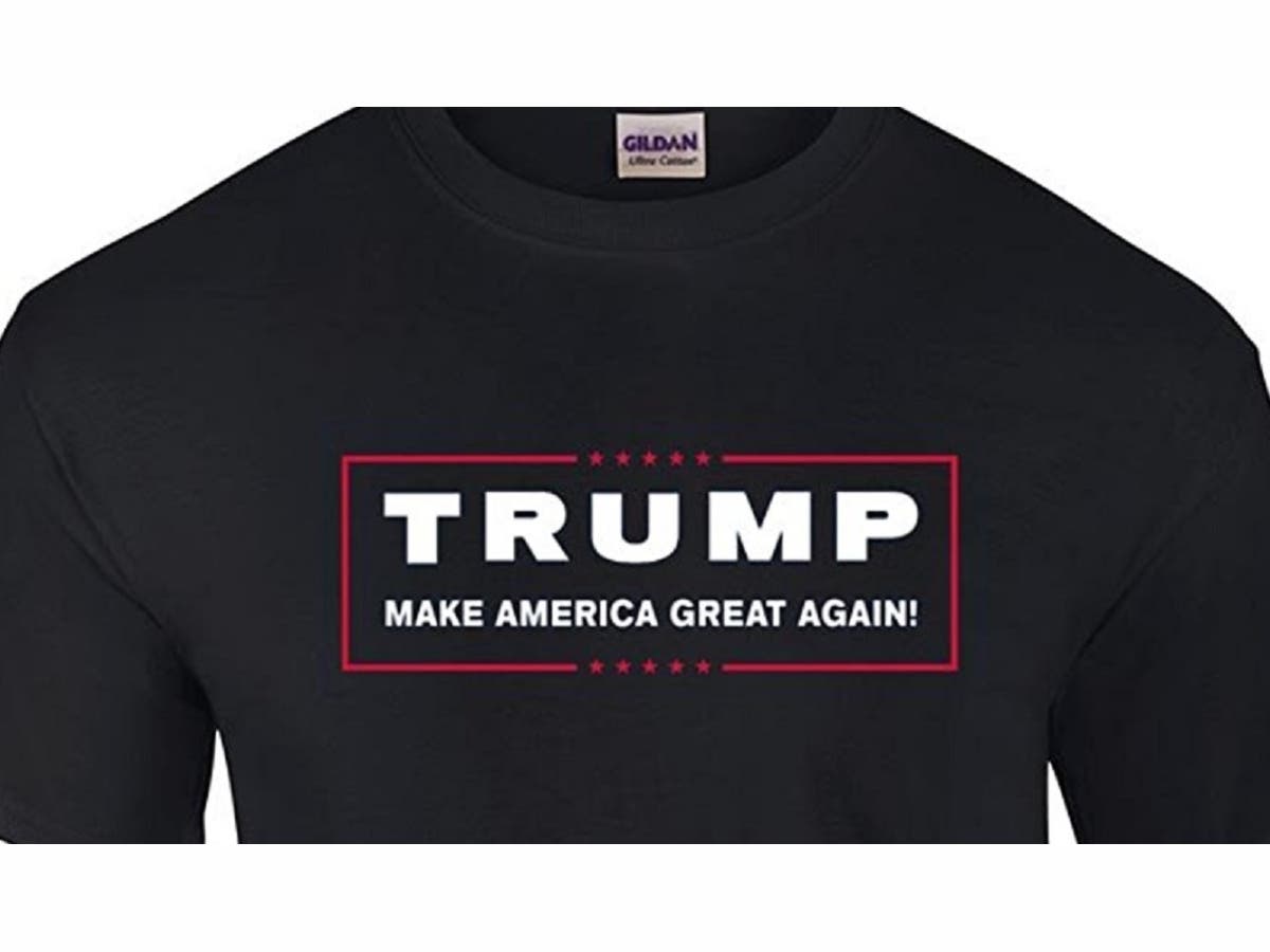 A T-shirt for sale on Amazon like the one worn and later edited out of the Wall High School yearbook.