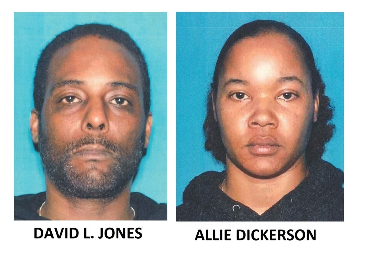 David Jones and Allie Dickerson, arrested following a search that turned up heroin and Ecstacy, prosecutors said. 