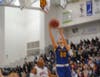 Destiny Adams puts up a layup in the first half. She finished with 14 points. 